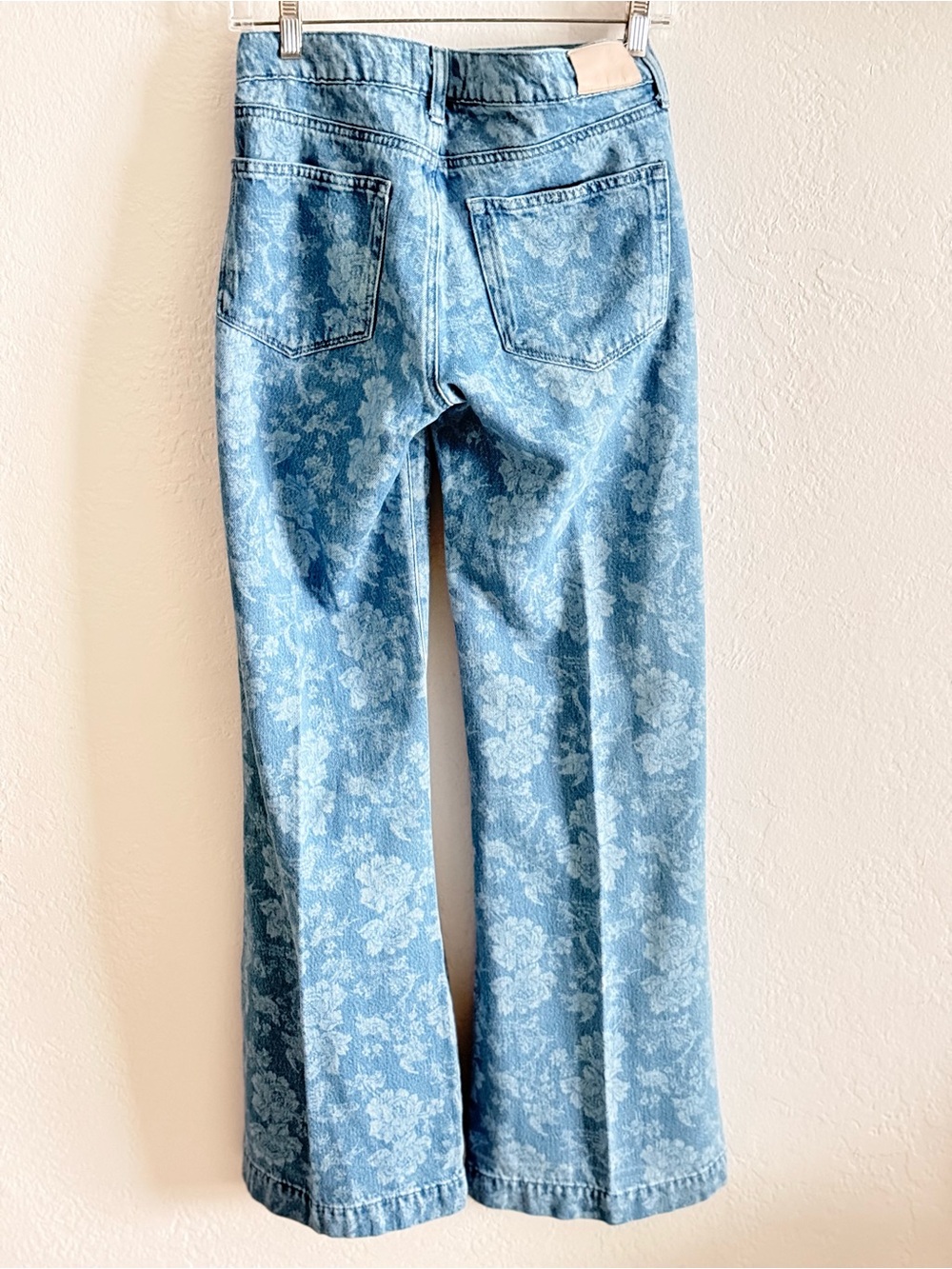 PAIGE Sonja Wide Leg Jeans Ava Jacquard Toile Floral Blue Size 29 - Picture 10 of 10